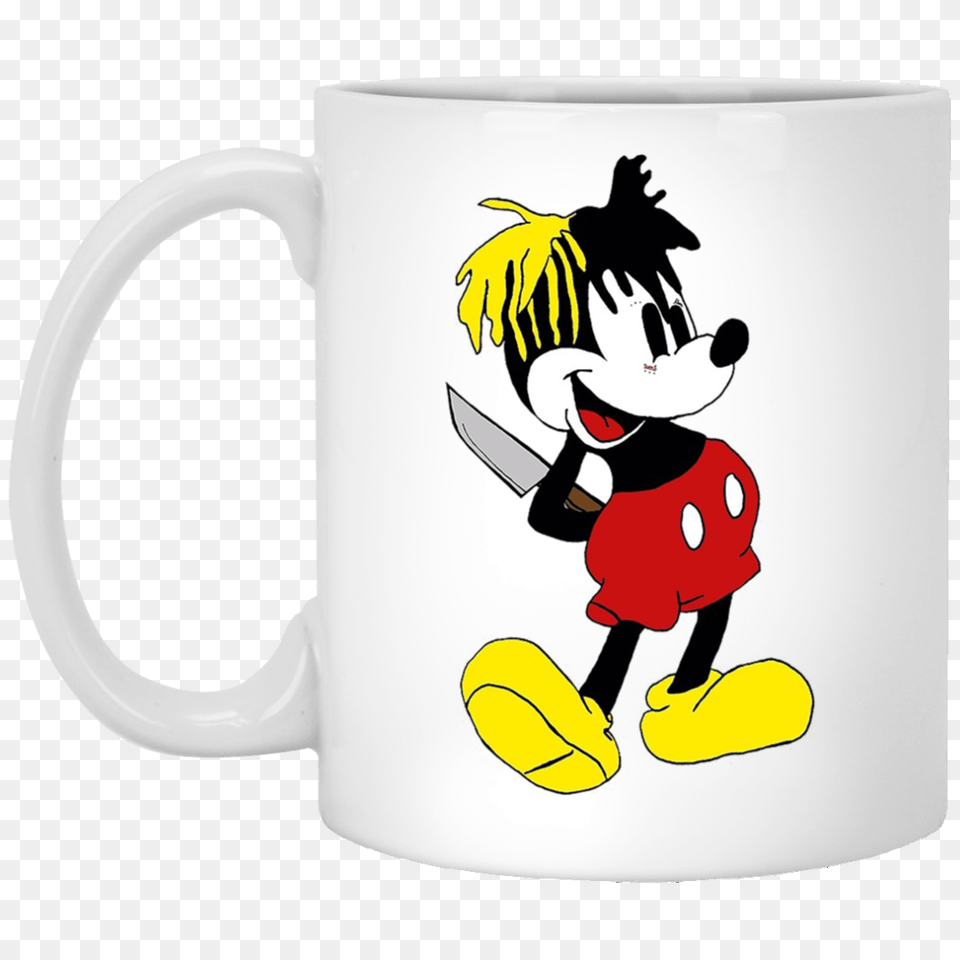 Xxxtentacion Mickey Dagger Mouse Shirt New Wave Tee, Cup, Baby, Person, Beverage Free Png Download
