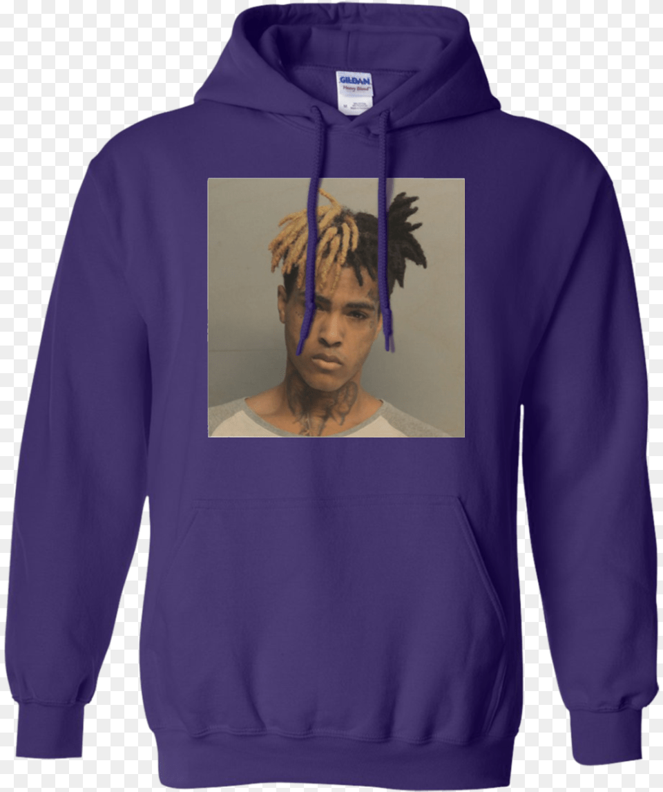 Xxxtentacion Mugshot Hoodie Purple Xxxtentacion Mugshot Hoodie, Clothing, Knitwear, Sweater, Sweatshirt Free Png Download