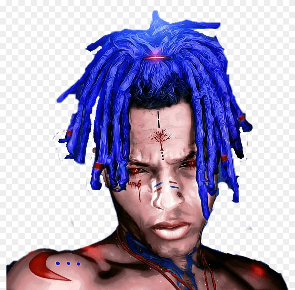 Xxxtentacion With Blue Hair Xxxtentacion Wallpaper Blue Hair, Adult, Female, Person, Woman Free Png