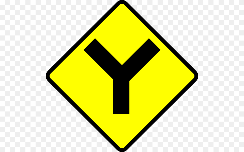 Y Road Clip Art Vector, Road Sign, Sign, Symbol Free Transparent Png