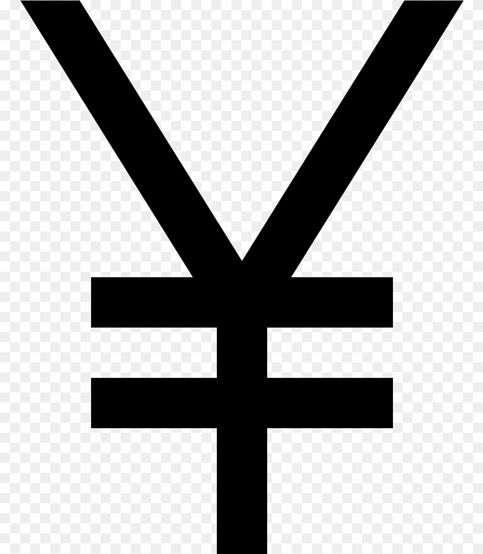 Y With Two Lines Through Yen Currency Sign, Gray Png