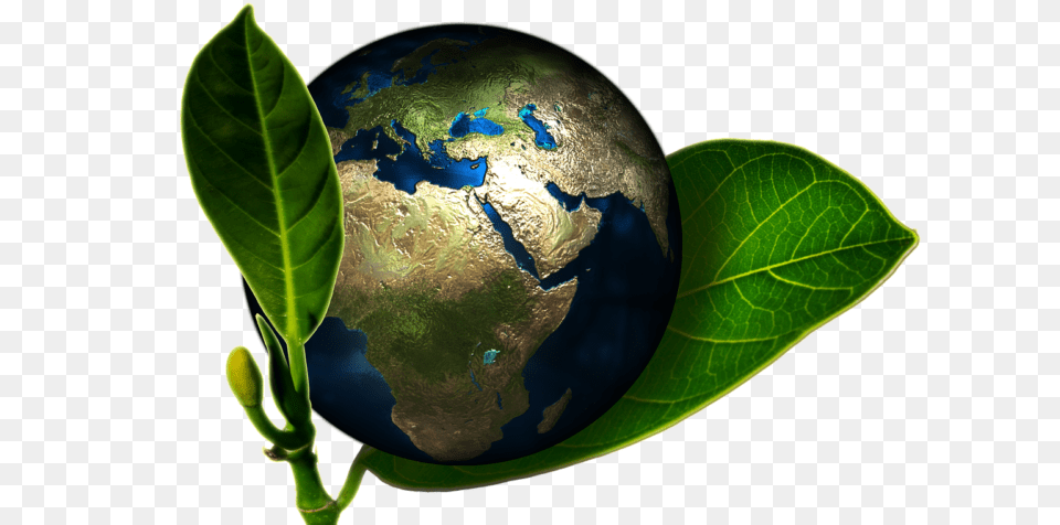 Ya Sabemos Cmo Ser El Clima Del Planeta En Green Leaves With Earth, Astronomy, Globe, Outer Space, Planet Png Image
