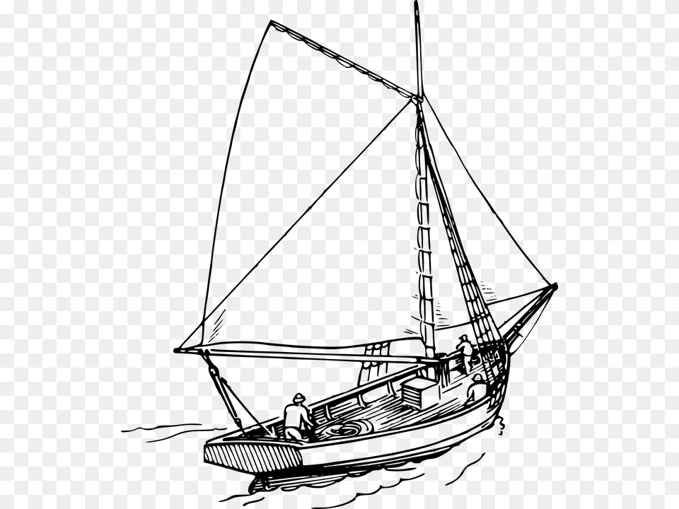 Yacht Clipart Black And White, Gray Png