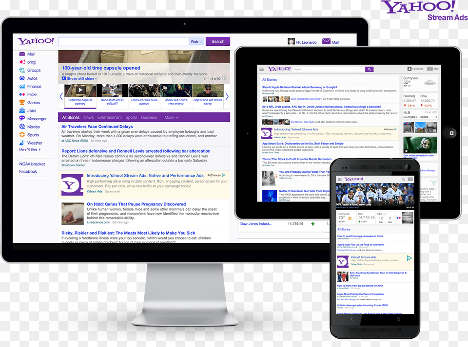 Yahoo Announces New Ad Formats Mobile Friendly Native Ads Yahoo Stream Ads Example, Electronics, Screen, Computer Hardware, Hardware Free Transparent Png
