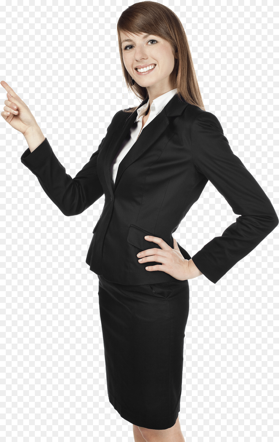 Yahoo Mail Customer Service Business Woman Pointing, Tuxedo, Suit, Sleeve, Person Free Transparent Png
