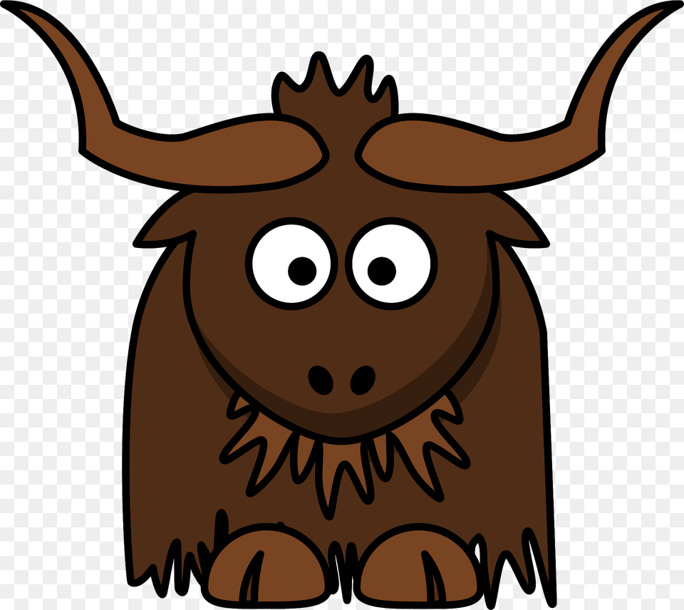 Yak With Big Horns And Big Eyes Clipart, Animal, Bull, Mammal, Cattle Png
