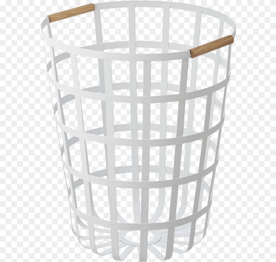 Yamazaki S Round White Laundry Basket With Wooden Handles Round Laundry Basket Nz, Crib, Furniture, Infant Bed Free Png