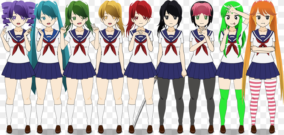 Yandere Simulator All Girl Characters, Skirt, Book, Clothing, Comics Free Png Download