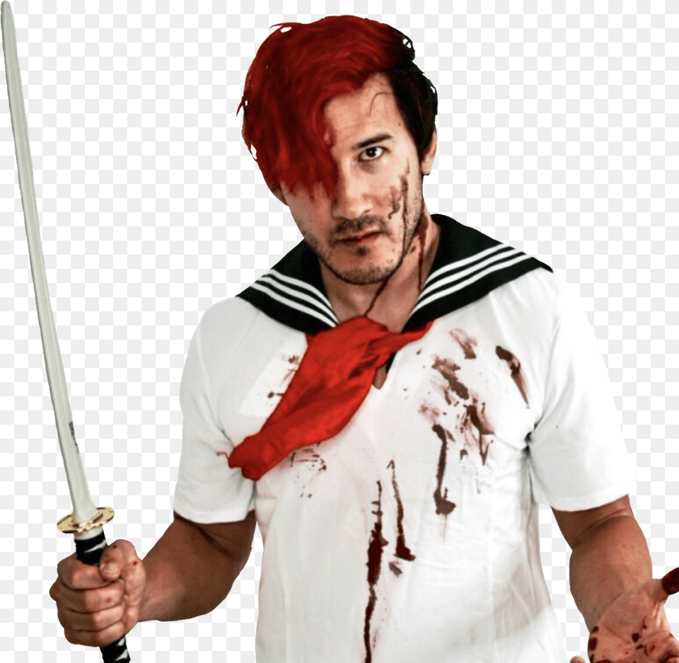 Yandere Yan Markiplier Mark Youtube Ego Markfischbach, Weapon, Sword, Person, Man Free Transparent Png