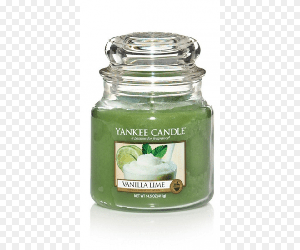 Yankee Candle Classic Small Jar Vanilla Lime Candle Yankee Candle Vanilla Lime Medium Classic Candle Jar, Cream, Dessert, Food, Ice Cream Png Image