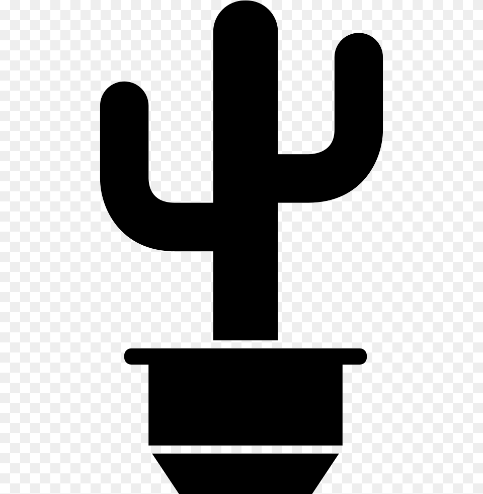 Yard Pot With Saguaro Cactus Icon Free Download, Stencil, Cutlery, Adapter, Electronics Png