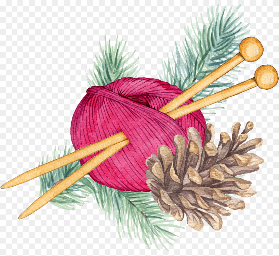Yarn Ball With Pine Cone Png Image