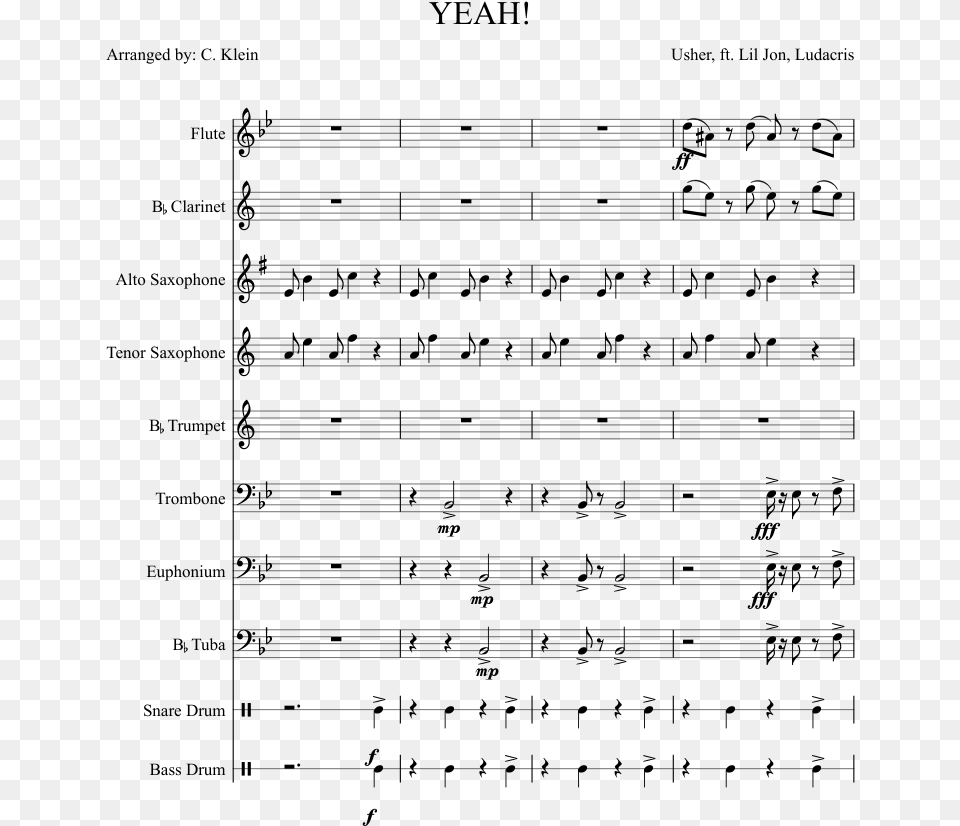 Yeah Sheet Music Composed By Usher Ft Mask Off Tenor Sax Sheet Music, Gray Png