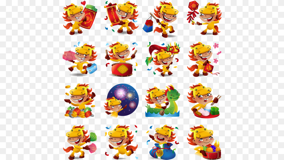 Year Of The Horse Facebook Stickers New Year Facebook Sticker, Toy, Baby, Person, Doll Free Transparent Png