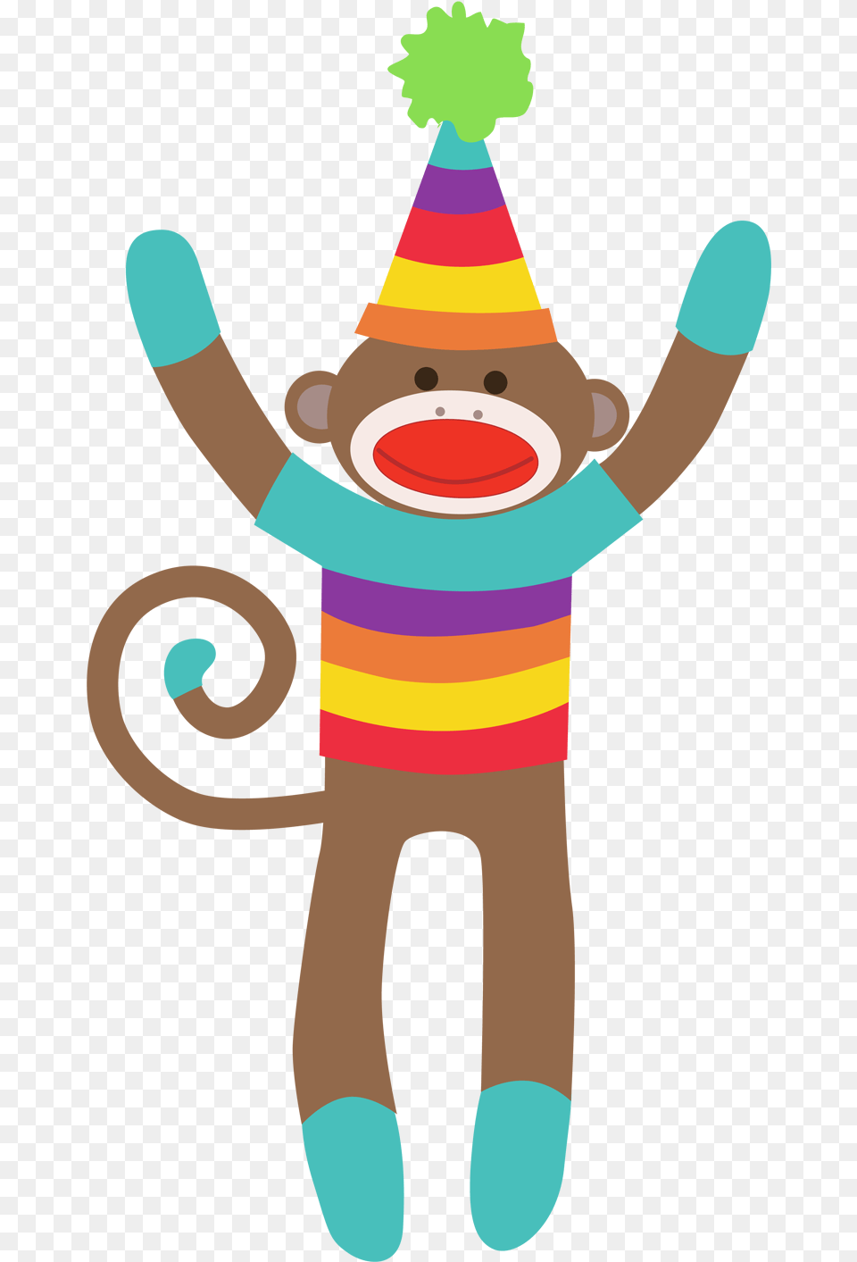 Year Of The Monkey Clipart 4 Monkey Colorful Sock Monkey Clip Art, Clothing, Hat, Baby, Person Free Png