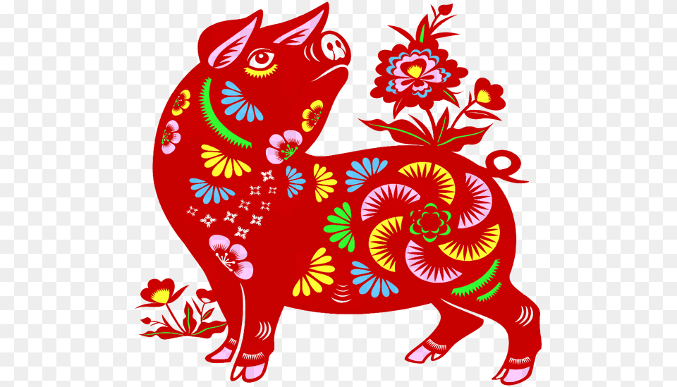 Year Of The Pig Art, Graphics, Pattern, Floral Design, Animal Free Transparent Png