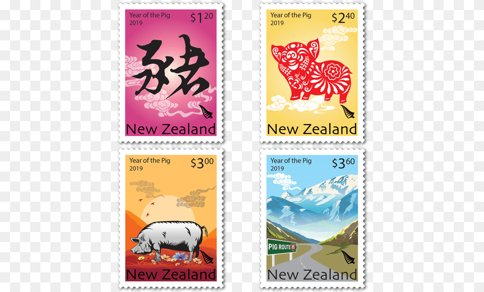 Year Of The Pig Stamp 2019, Postage Stamp, Animal, Bear, Mammal Free Png