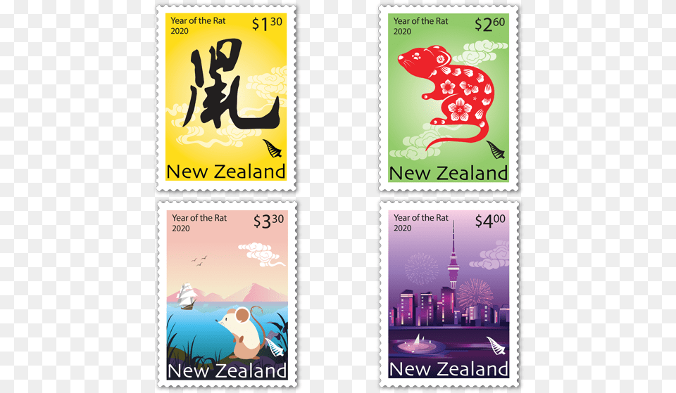 Year Of The Rat Stamps, Postage Stamp Png Image