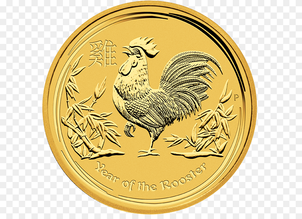 Year Of The Rooster 1 Oz Gold Coin Australia 2017, Animal, Bird, Chicken, Fowl Free Png