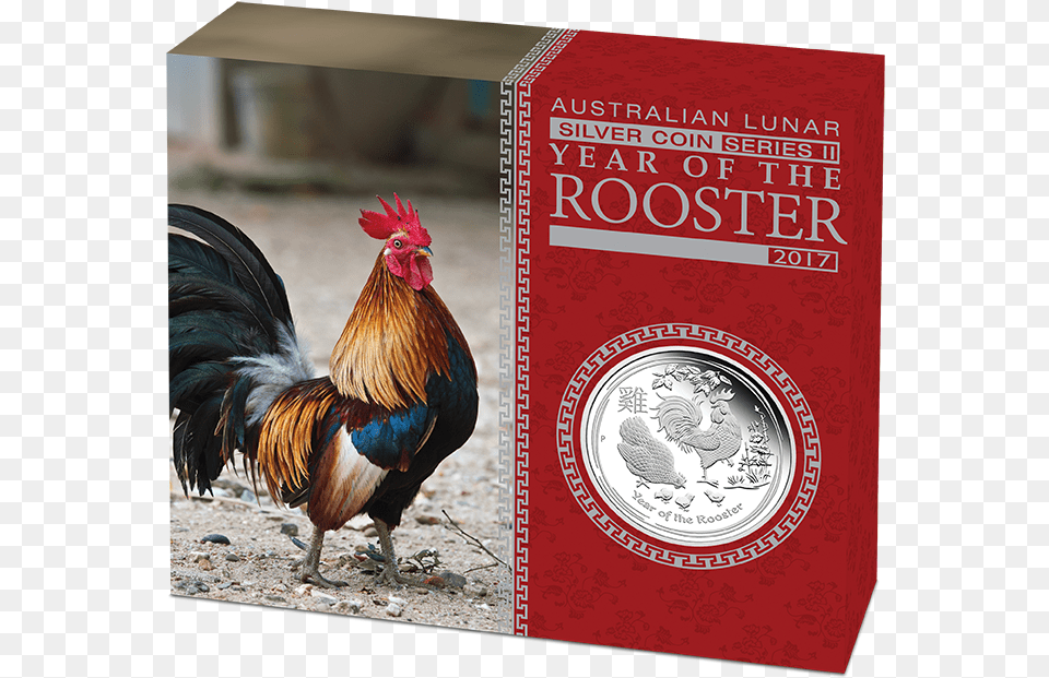 Year Of The Rooster 2017 Gold Lunar Coin, Animal, Bird, Chicken, Fowl Png