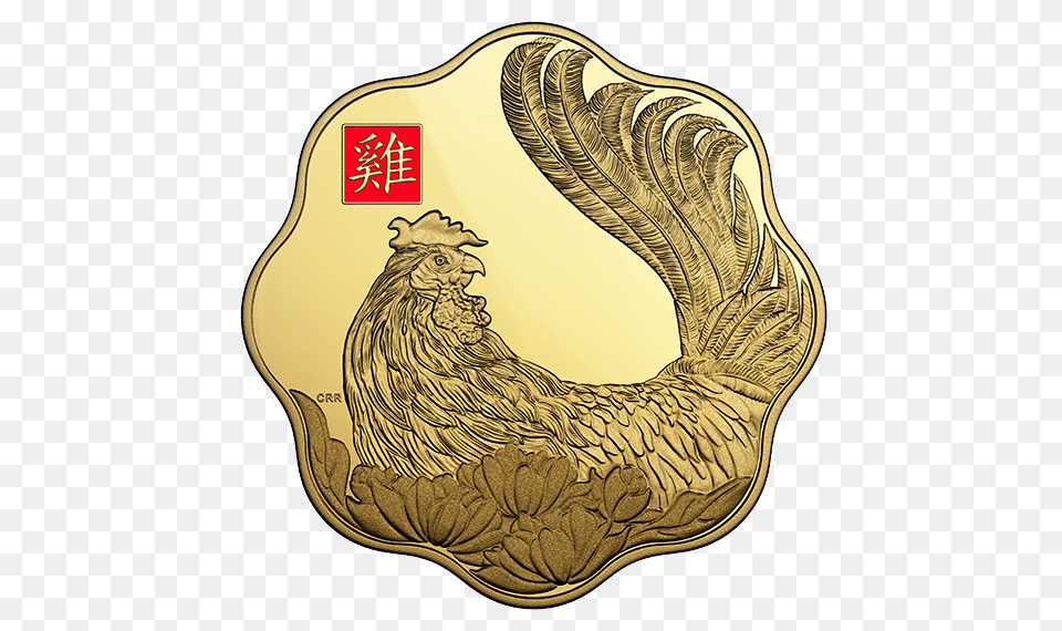 Year Of The Rooster Pure Gold Coin, Animal, Bird, Chicken, Fowl Png Image