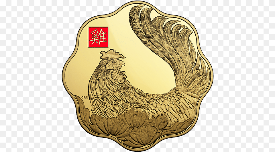 Year Of The Rooster Pure Gold Coin Gold, Animal, Bird, Chicken, Fowl Free Png