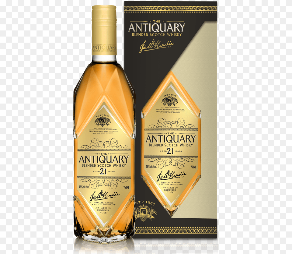 Year Old Antiquary Scotch Whisky, Alcohol, Beverage, Liquor, Bottle Png