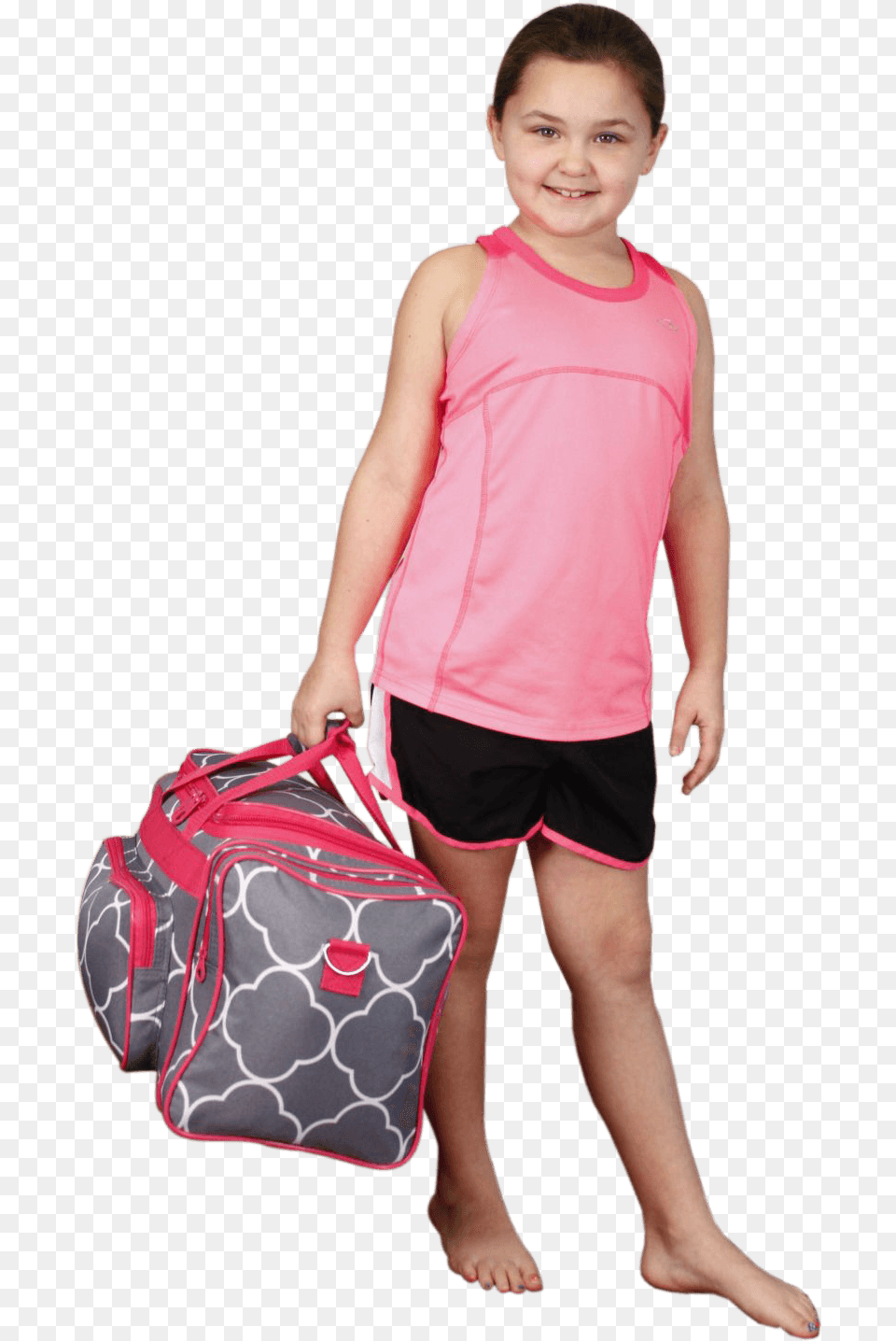 Year Old Girl With Big Kids Duffle Bag Kid Girl, Shorts, Clothing, Person, Male Free Transparent Png