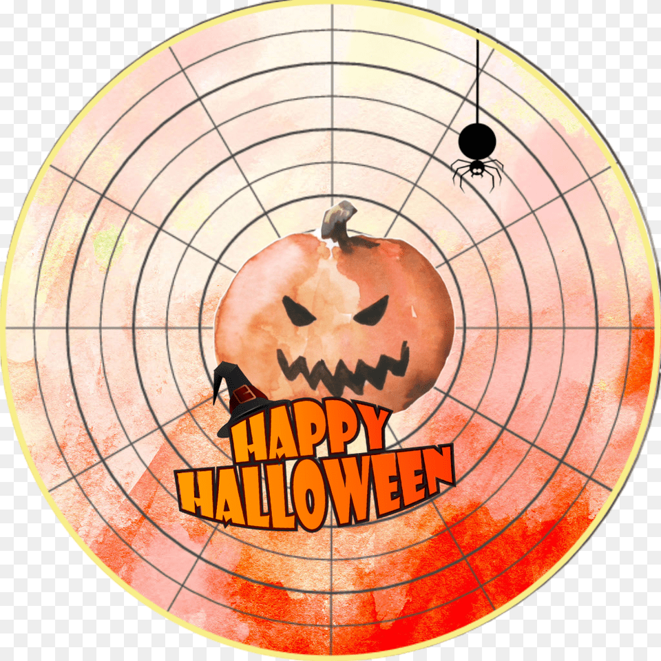 Yeee Happyhalloween Spider Pumpkin Scary Spooky Orange Circle Png