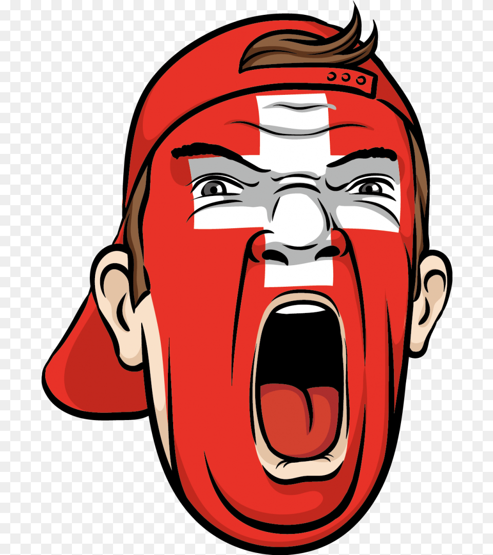 Yelling Swiss Face Image Football Fan Face, Head, Person, Angry, Shouting Free Png