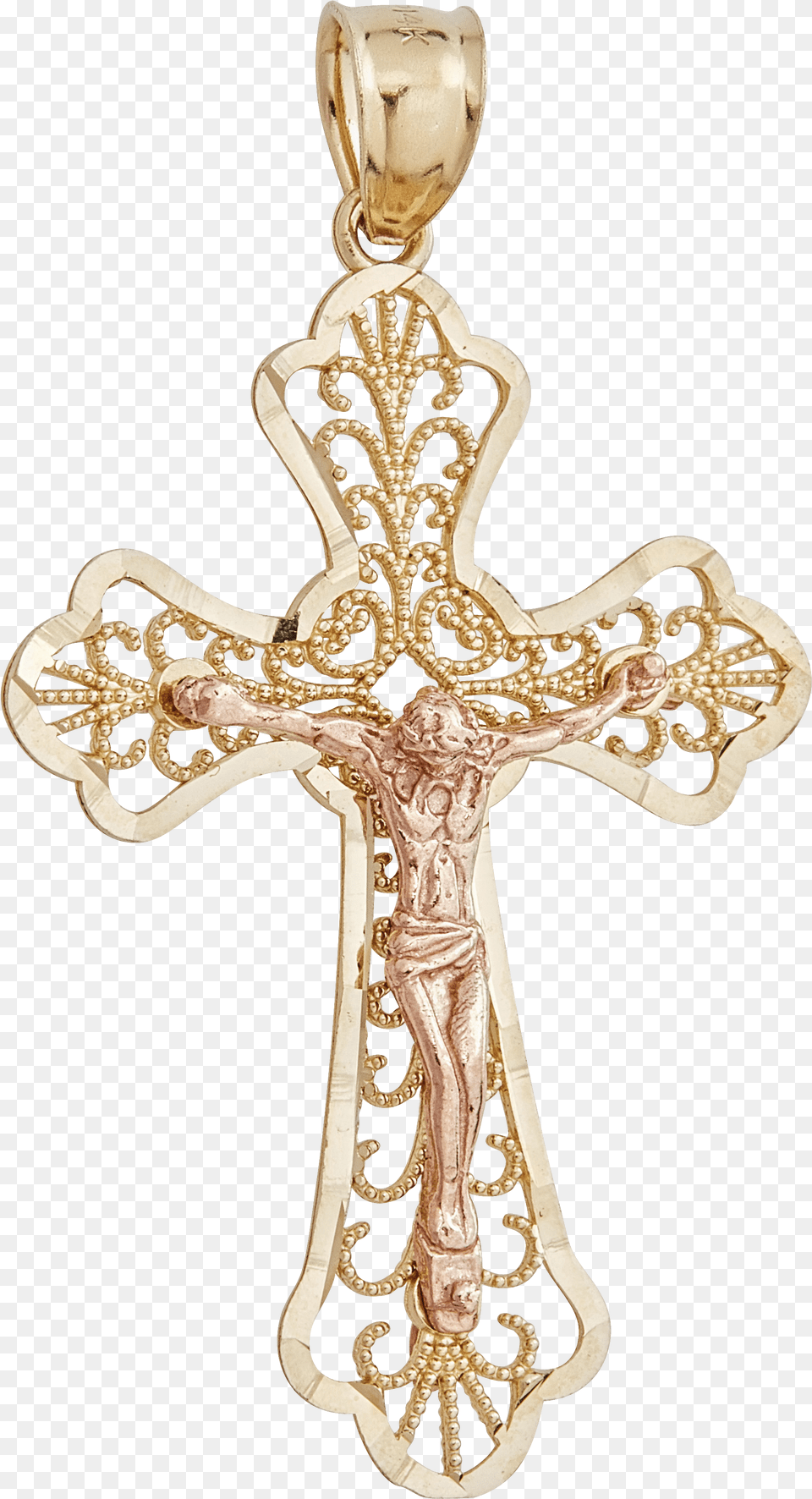 Yellow Amp Rose Gold Cross, Gray Png