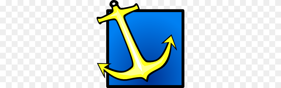 Yellow Anchor Blue Background Clip Art, Electronics, Hardware, Hook, Smoke Pipe Png Image