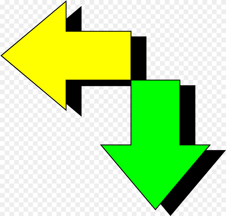 Yellow And Green Arrow Green Down Arrow Full Size Green Arrow Pointing Down, Symbol, Triangle Free Transparent Png