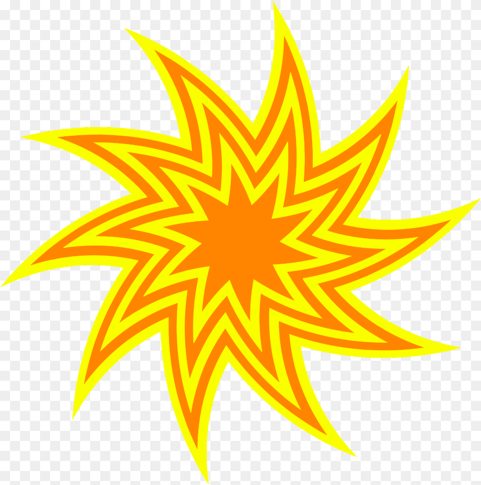 Yellow And Orange Star Swirl Red Coloured Star With, Leaf, Pattern, Plant, Star Symbol Png Image