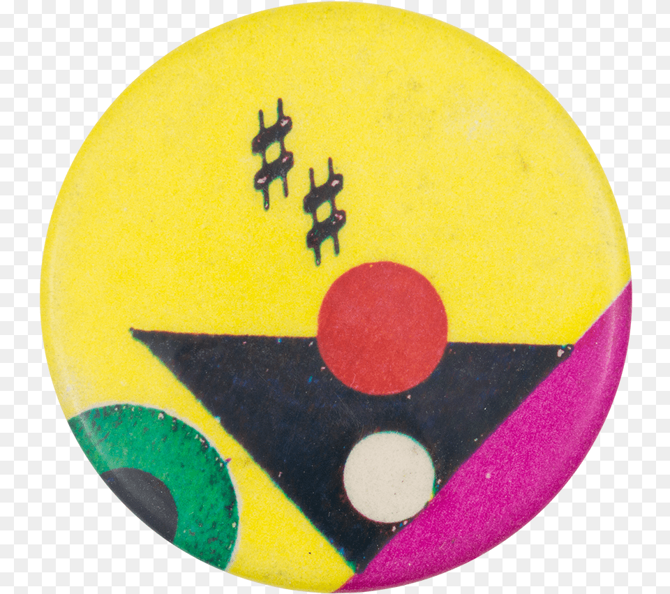Yellow And Pink With Black Triangle Art Button Museum, Badge, Logo, Symbol, Person Free Transparent Png