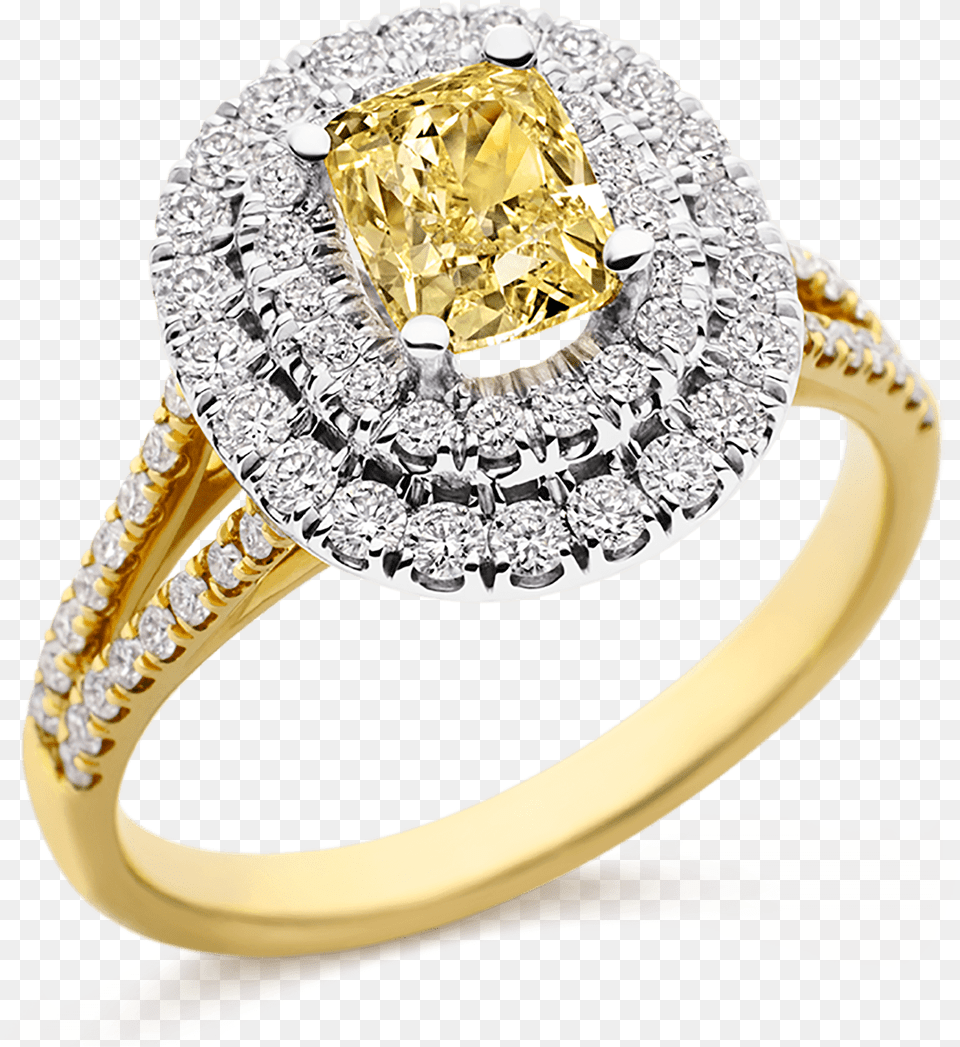 Yellow And White Diamond Ring Pre Engagement Ring, Accessories, Gemstone, Jewelry, Gold Free Png
