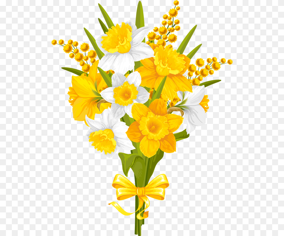 Yellow And White Flower Vector Hd Clipart Yellow Flower Vase, Daffodil, Flower Arrangement, Flower Bouquet, Plant Free Png Download
