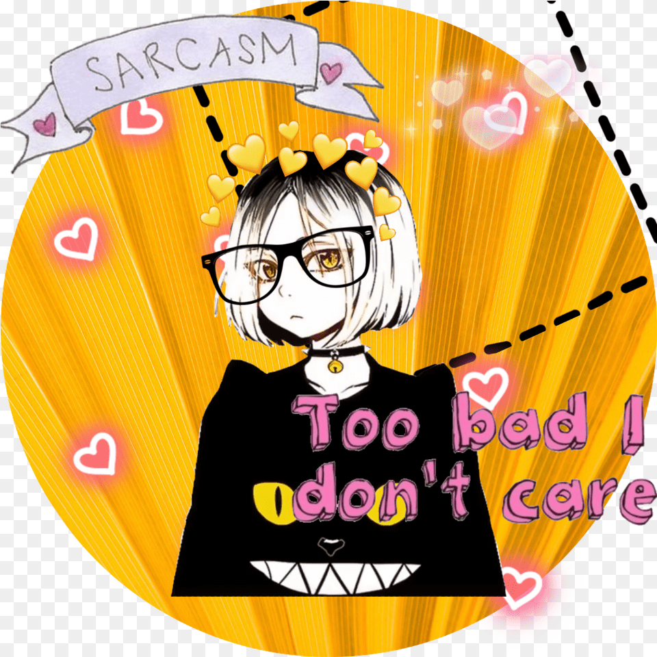 Yellow Anime Girl Glasses Themed Kawaii Cute Adorable Transparent Cute Anime Girl Pfp, Book, Publication, Comics, Person Png