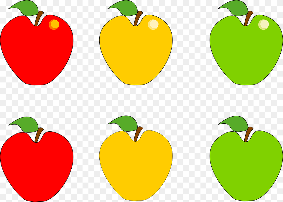 Yellow Apples Clipart Red And Green Apples Clipart, Food, Produce, Bell Pepper, Pepper Png