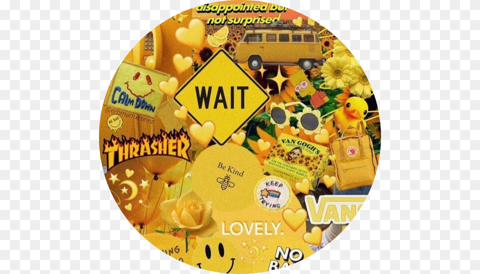 Yellow Background Aesthetic Edit Stickers Freetoedit Thrasher Magazine, Plant, Disk, Flower, Rose Free Png