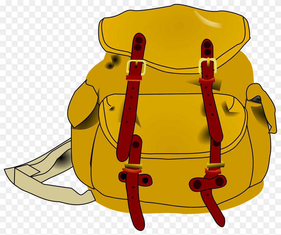 Yellow Backpack With Red Straps Clipart, Bag, Bulldozer, Machine Png Image