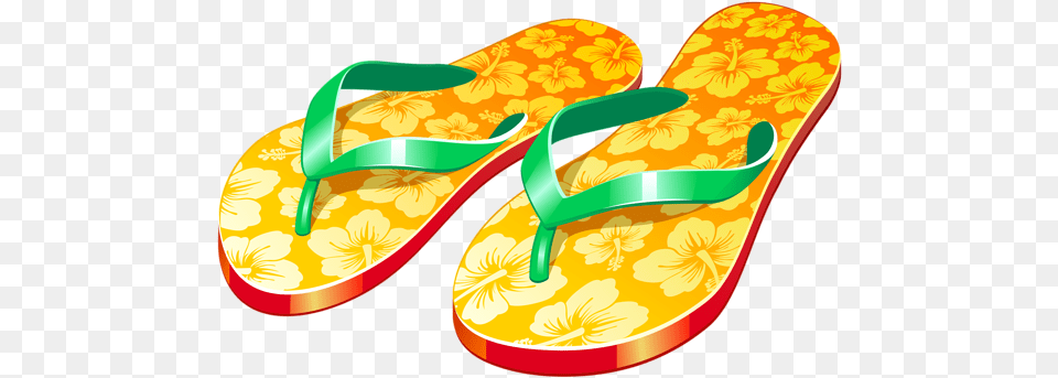 Yellow Beach Flip Flops Clipar Flip Flops Clipart Background, Clothing, Flip-flop, Footwear Free Png