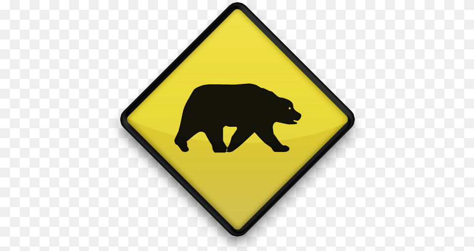 Yellow Bearpng Knife And Fork Road Sign, Animal, Symbol, Wildlife, Mammal Free Png Download