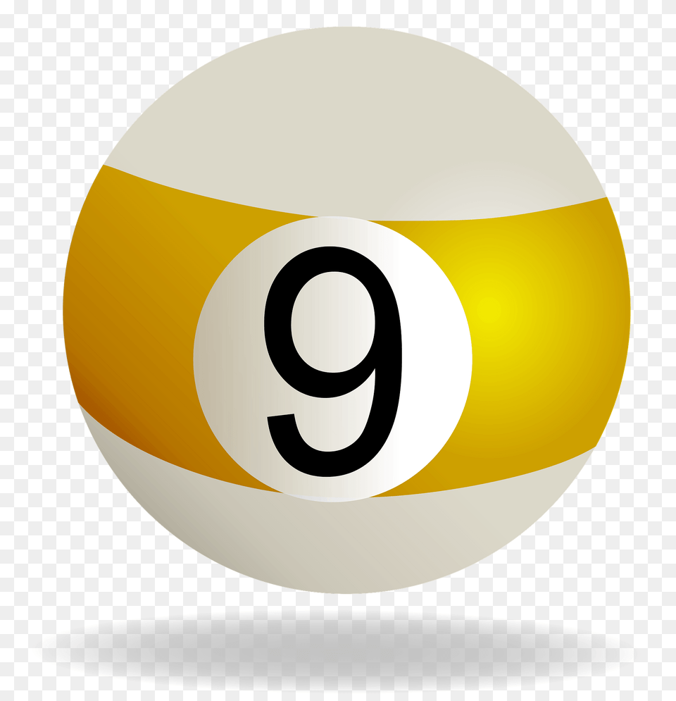 Yellow Billiard Ball Clipart, Sphere, Text, Number, Symbol Free Png