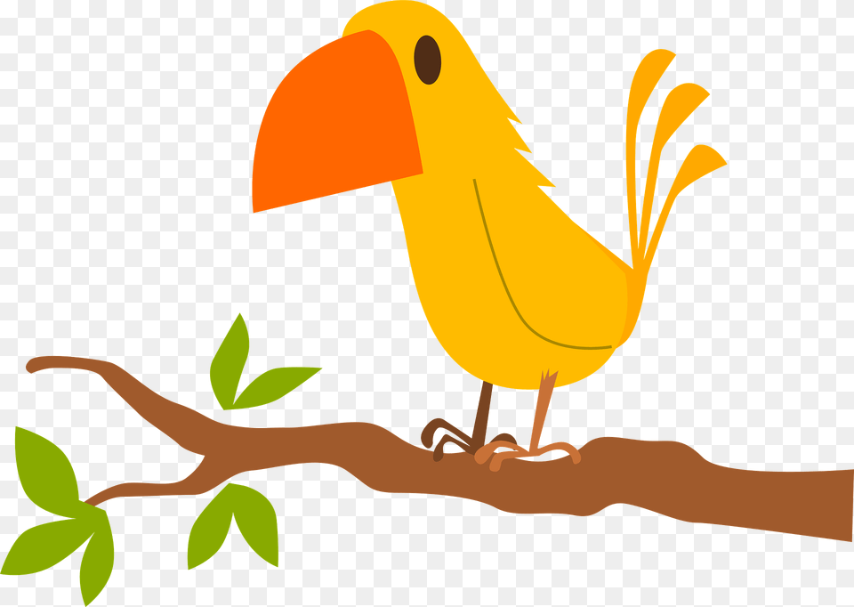 Yellow Bird On A Branch Clipart, Animal, Beak, Fish, Sea Life Free Png