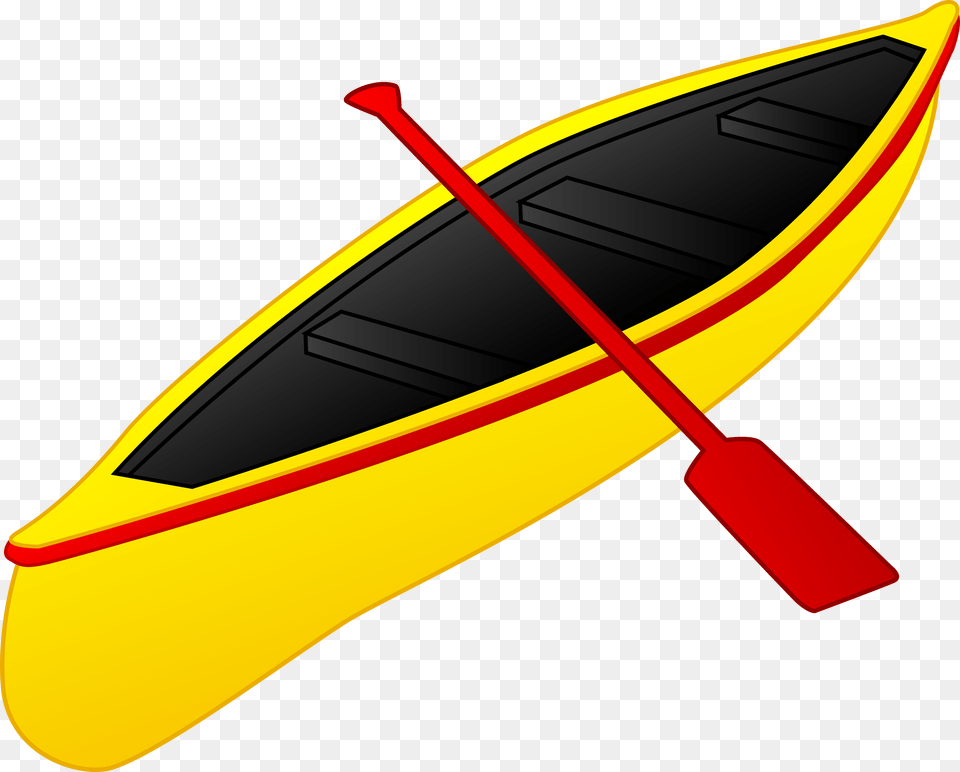 Yellow Boat With A Red Paddle Clipart Image, Transportation, Vehicle, Canoe, Kayak Free Png Download