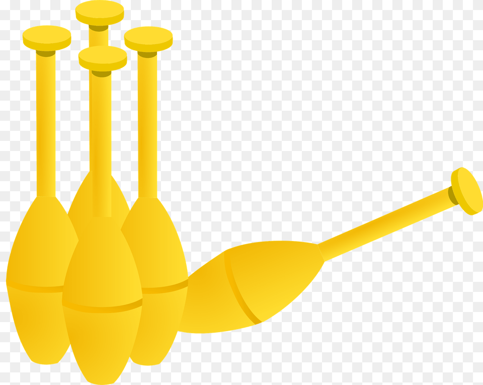 Yellow Bowling Pins Clipart, Oars, Smoke Pipe Png Image