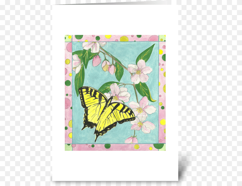 Yellow Butterfly Greeting Card Papilio Machaon, Envelope, Greeting Card, Mail, Flower Free Png Download
