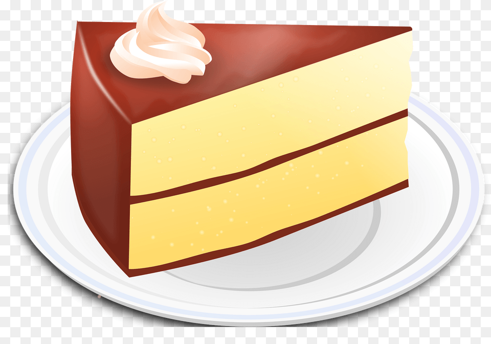 Yellow Cake With Chocolate Frosting Clipart, Dessert, Food, Cream, Plate Free Png Download