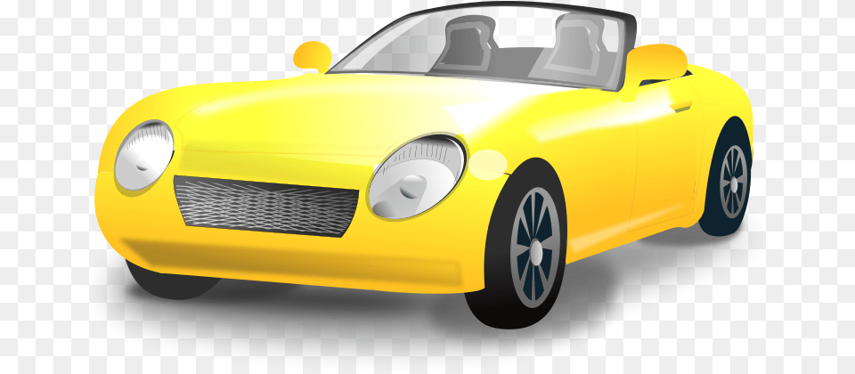 Yellow Car Clipart Yellow Colour Car Cartoon, Transportation, Vehicle, Machine, Sports Car Png